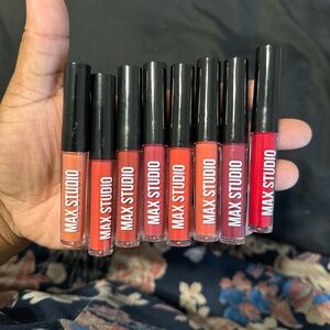 Max Studio Liquid Lipstick Set — Coral, Orange, Rose, and Red Tones